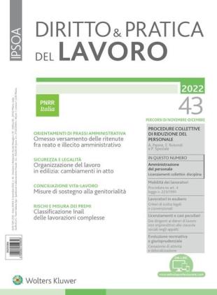 Diritto e Pratica del Lavoro - 5 Novembre 2022